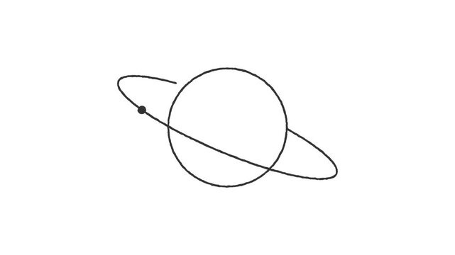 Minimal hand-drawn planet orbit loop animation.