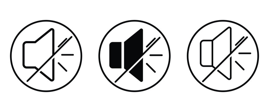  Flat style mute button icon. Mute volume symbol Vector Illustration designed for control audio playback on apps, videos, or system alerts.