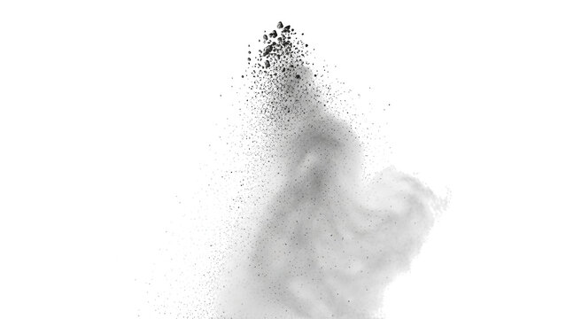 Abstract white dust particles rising isolated on transparent background