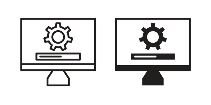 System update icon elements. A modern flat and line icons set