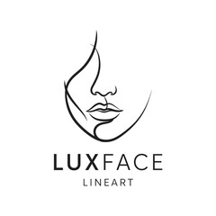 Obraz premium Elegant line art logo featuring a minimalist female face design for beauty brand.