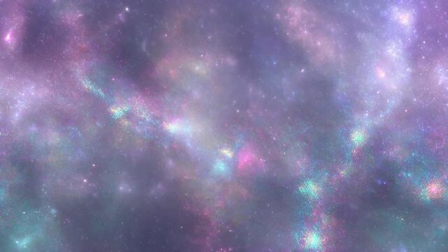 Ethereal cosmic nebula shimmers with vibrant, sparkling light, creating a majestic and mysterious celestial backdrop for universal exploration.