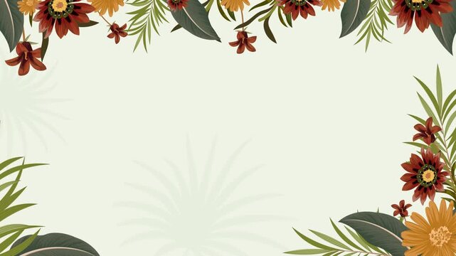 Flower corner frame appearing composition for wedding and valentine