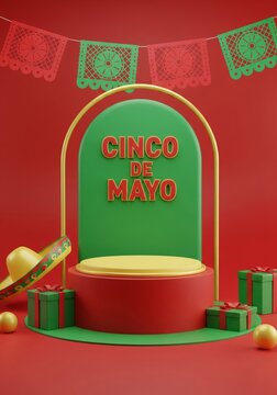 Festive Cinco De Mayo Display with Stage and Banners
