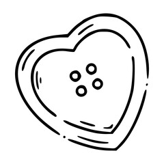 Obraz premium hand drawn romantic heart button vector for sewing themes
