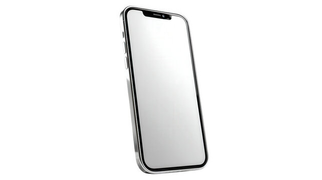 Smartphone with blank screen, clean generic device mockup isolated on transparent background.