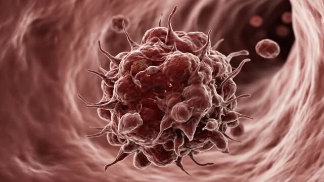 Detailed 3D medical visualization of blood clot formation thrombosis with red platelets thrombocytes aggregation clustering inside blood vessel showing coagulation hemostasis process in dark cinematic