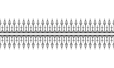 seamless tribal tattoo bracelet with geometric ethnic ornament. Repeating monochrome border design suitable for arm band tattoo frame textile print packaging decoration and decorative borders.