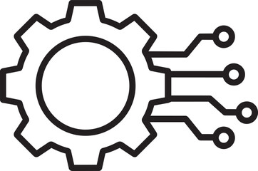 Obraz premium Gear icon with circuit board lines extending from it representing the fusion of mechanics and electronics engineering