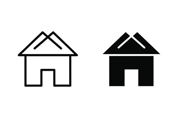Fototapeta premium Modern House Home Icon in Outline and Solid Black Styles for Real Estate and UI/UX Design