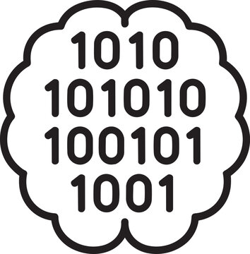 Human head profile icon filled with binary code numbers symbolizing data processing and digital intelligence computing concepts