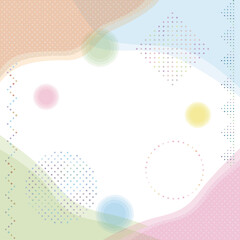 パステルカラーの幾何学模様、丸四角のドット柄の抽象的なベクター背景フレームイラスト