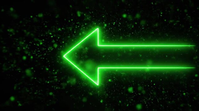 squirrel arrow pointing left with neon green glow and particles