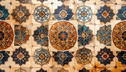 Intricate Geometric Patterns on Ancient Moroccan Tiles.