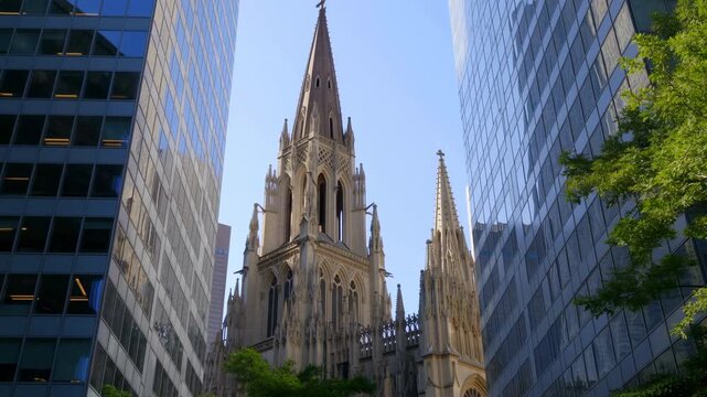 An Aweinspiring Scene Showcasing Ancient Gothic Architecture Contrasting With Contemporary Cityscape Elements