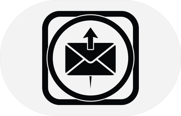 Email send icon with black and white design