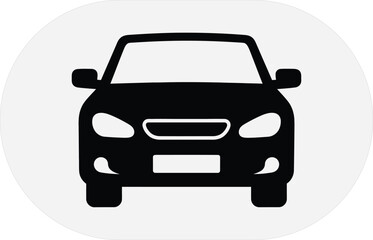 Fototapeta premium A black silhouette of a car facing forward on a white background