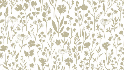 Floral Pattern with Various Flowers and Leaves. © Story