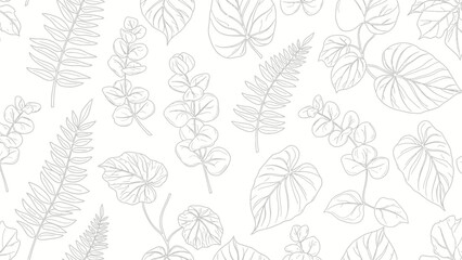 Collection of Various Leaf Illustrations on White. © Story