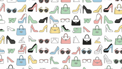 Obraz premium Fashion Accessories High Heels Handbags Sunglasses.