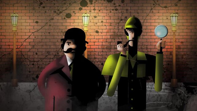 british detective examining a crime scene with assistant 