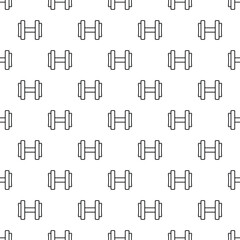 Repeating dumbbell outline pattern on a white background for sports and workout concepts