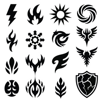 Black Tribal Fantasy Symbol Icon Set
