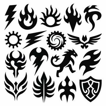 Black Tribal Fantasy Symbol Icon Set