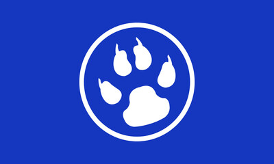 Obraz premium Clean White Paw Icon On Blue Field High Resolution Picture
