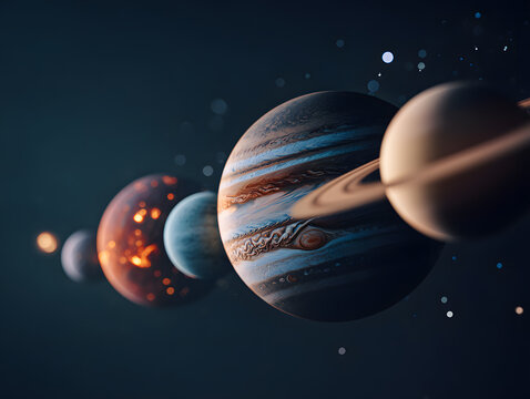 The stunning alignment of colorful planets showcases the beauty of our solar system in the cosmos