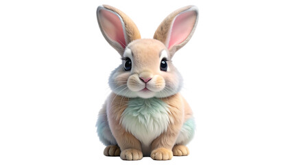 Obraz premium Adorable front view of a bunny with long ears and soft fur, on a black background