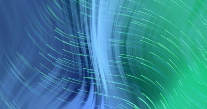 On frame start abstract cyan bands shifting and glowing dashes tracing arcs, forming steady loop