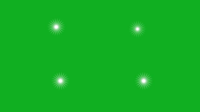 Twinkle star lights, shine twinkle magic, sparkling glitter stars, glowing sparkle effect, glitter twinkle effects, flat vector style on green screen shimmering starlight, white
