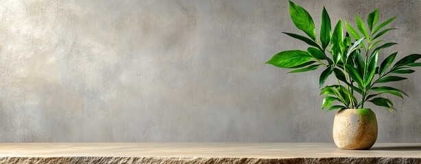 Minimalist plant decor on wooden table.
