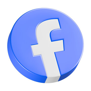 Facebook icon 3d render blue circle button