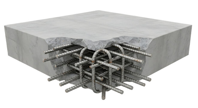 3D reinforced concrete corner exposed rebar tips