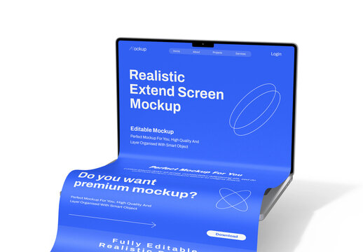 Realistic Laptop Long Scroll Mockup Template