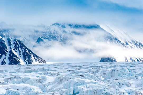 spitzbergen, waggonway gletscher,