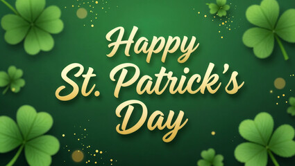 Festive St Patrick&rsquo;s Day Clover Background with Typography