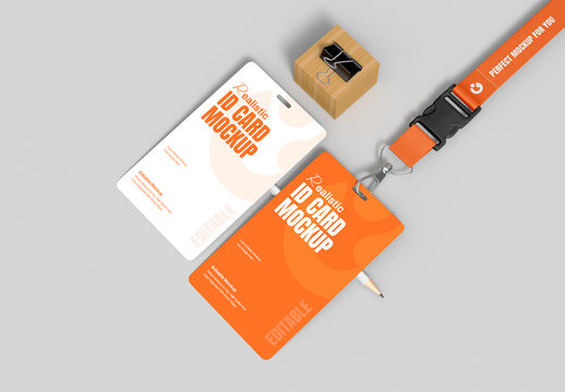 ID Card Mockup with Lanyard Badge
