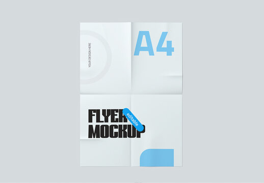 A4 Folded Flyer Mockup Template