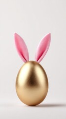 Obraz premium Gold egg with pink rabbit ears 