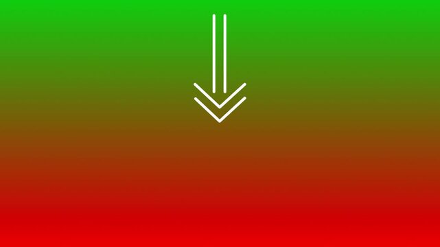 upward and transparent swipe down direction arrow icon, down arrow animation on gradient background, line down direction animated arrow.