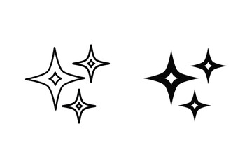 Obraz premium Sparkle Stars Icons: Clean Outline and Solid Black for Design