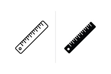 Minimalist Ruler Measurement Tool Icon - Black & White Line Art Vector Graphic