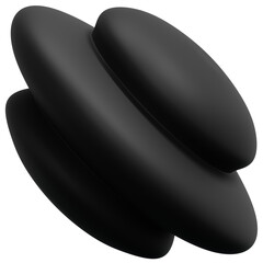 3D Black Floating Oval Disc Abstract Shape