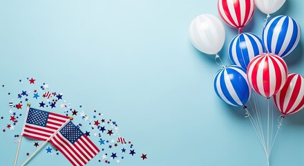 Obraz premium Celebrating labor day with patriotic balloons and american flags