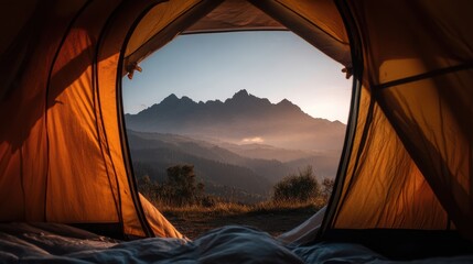 Mountain View Sunrise from Camping Tent