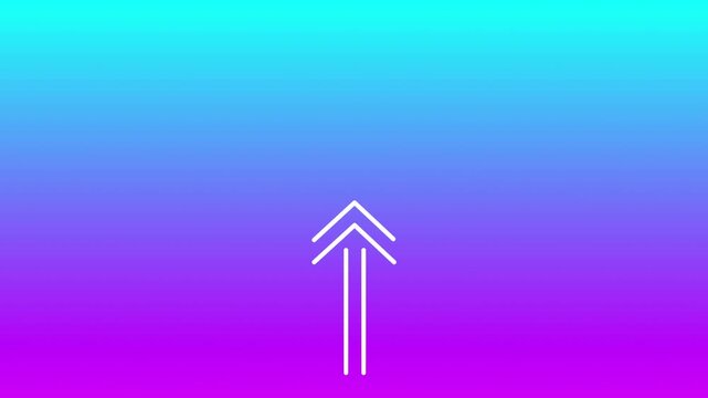 Business up arrow animation on gradient background, line up direction animated arrow, upward and transparent swipe up direction arrow ico