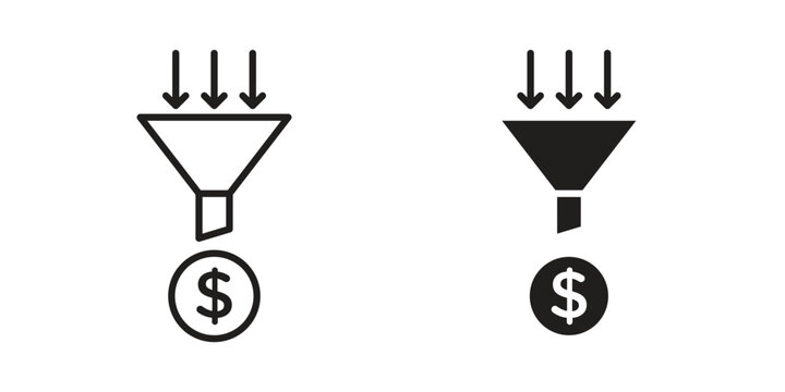 Sales funnel icons with different styles. Vector logo illustration simple design.